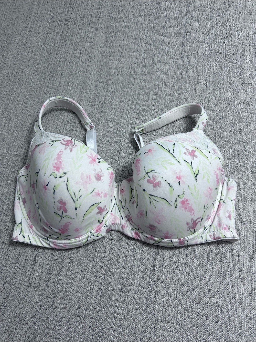 Laura Ashley Floral Pink Padded Underwire Bra with Adjustable Straps Size 38DD